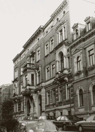 Markneukirchen, Wohnhaus : Markneukirchen (Vogtlandkreis), Doppelwohnhaus, Lutherplatz 4/3, 1891, Straßenansicht