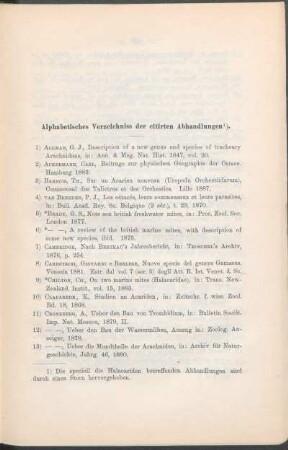 Alphabetisches Verzeichniss der citirten Abhandlungen.