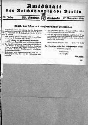 75. Sonderausgabe, 17. November 1941