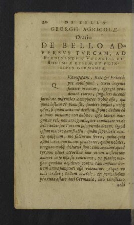 Georgii Agricolae Oratio De Bello Adversus Turcam