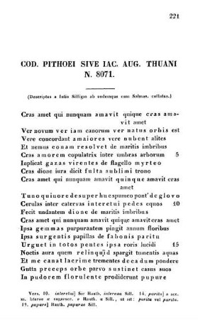 Cod. Pithoei Sive Iac. Aug. Thuani N. 8071.