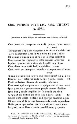 Cod. Pithoei Sive Iac. Aug. Thuani N. 8071.