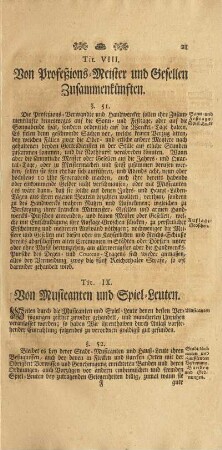 Tit. IX. Von Musicanten und Spiel-Leuten
