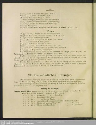 VII. Die mündlichen Prüfungen