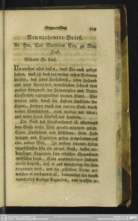 Neunzehenter Brief. An Hrn. Carl Marseilles Esq. zu Neu-York