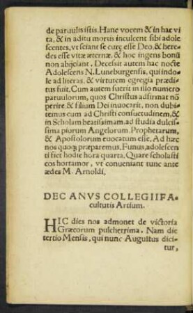 Decanus Collegii Facultatis Artium.