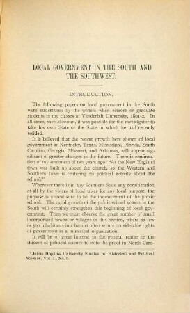 Local government in the South and the Southwest