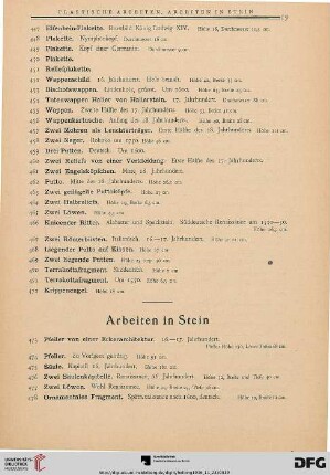 Arbeiten in Stein (Nr. 473-482)