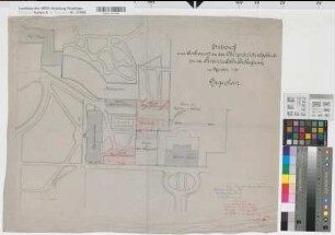 Münster (Münster) Provinzialschulkollegium Lageplan 1907 (1 : 500) 52 x 65 kol. Pause mit Einzeichnungen Staatshochbauamt Münster