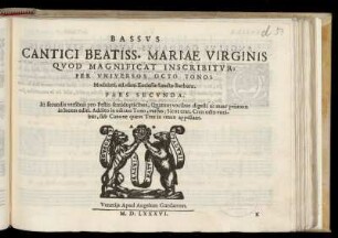 Cantici Beatiss. Mariae Virginis ... Pars secunda. Bassus