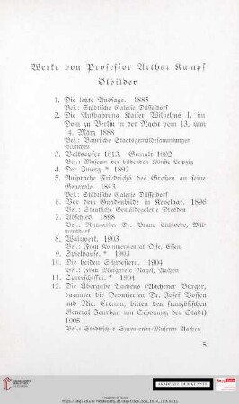 Werke von Professor Arthur Kampf