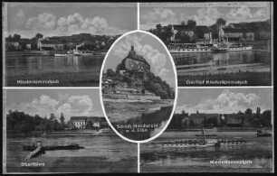 Niederlommatzsch. Schloss, Gasthof, Elbe m. Dampfer Mühlberg