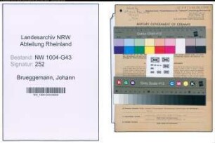 Entnazifizierung Johann Brueggemann , geb. 22.01.1921 (Verkaeufer)