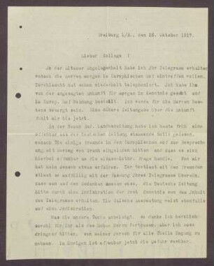 Korrespondenz zwischen Constantin Fehrenbach und Matthias Erzberger, Treffen im Hotel Europäischer Hof in Freiburg und Indiskretionen bzgl. eines Artikels aus der Deutschen Zeitung
