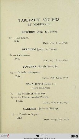Tableaux anciens et modernes (Nr. 81-163)