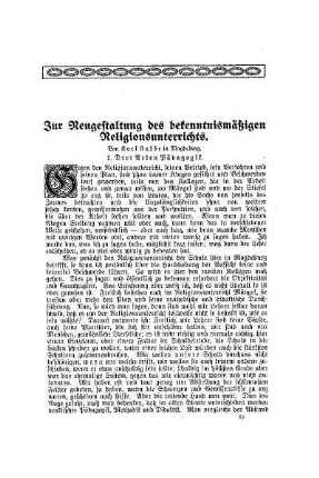Zur Neugestaltung des bekenntnismäßigen Religionsunterrichts