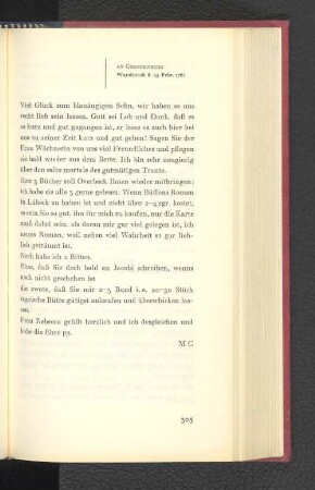 An Gerstenberg Wandsbeck, den 19. Februar 1781