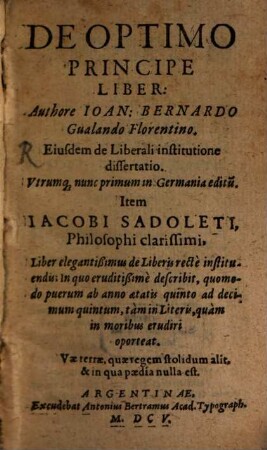 De optimo principe liber