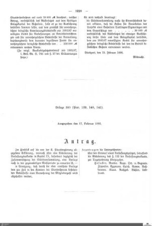 Beilagen zu Protokoll, 139./140./141. Sitzung