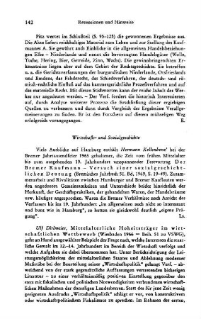 Rezensionen und Hinweise : Wirtschafts- und Sozialgeschichte