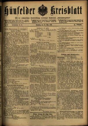 Ausgabe vom Samstag, den 10. Mai 1919.