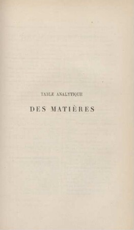 Table analytique des matières