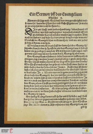 Ein Sermon vff das Euangelium Matthei v.