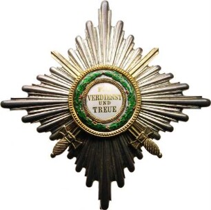 Königlich Sächsischer Verdienstorden - Bruststern zum Komturkreuz 1. Klasse mit Schwertern