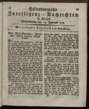 II. Stück. Sonnabends den 13. Jannuar 1798.