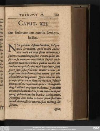 Caput XII. De seditionum causis leviculis [et]c.