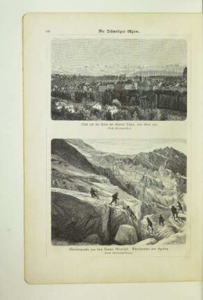 Gletscherpartie aus dem Berner Oberland. Überschreiten von Spalten