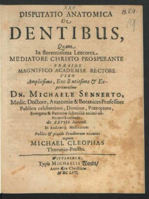 Disputatio Anatomica De Dentibus