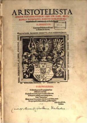 Aristotelis Stagyritae Acroases Physicae : Libri VIII