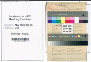 Entnazifizierung Franz Dohmes , geb. 19.08.1910 (Kaufm.Angestellter)