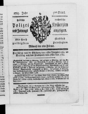 5tes Stück., Ausgabe vom 2. Februar 1785