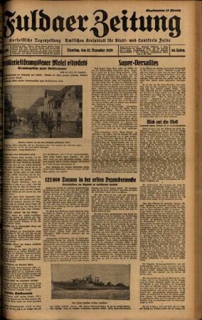 Ausgabe vom Dienstag, den 12. Dezember 1939.