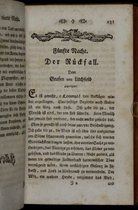 Fünfte Nacht. Der Rückfall.