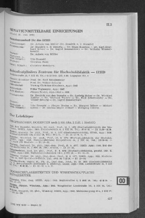 II.3 Senatsunmittelbare Einrichtungen