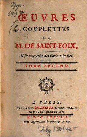 Oeuvres Complettes De M. De Saint-Foix. 2