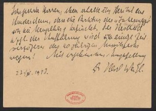 Brief an B. Schott's Söhne : 21.04.1927