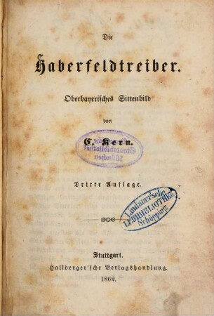 Die Haberfeldtreiber : oberbayerisches Sittenbild