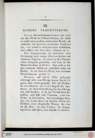 III. Homers Vergötterung