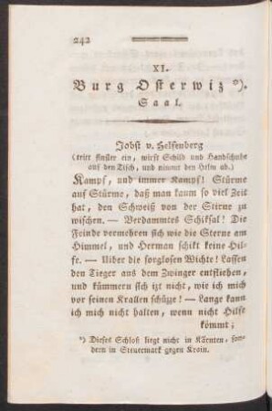XI. Burg Osterwiz *). Saal