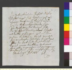 Brief von Reiffenstein, Johann Friedrich an Goethe, Johann Wolfgang von