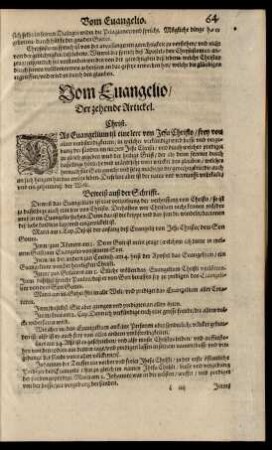 Vom Evangelio/ Der zehende Artickel.