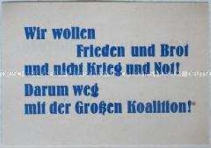 Beidseitig bedrucker Handzettel aus der DDR zur Verbreitung in Berlin (West) für die Aktionseinheit der Arbeiterklasse und einen Friedensvertrag