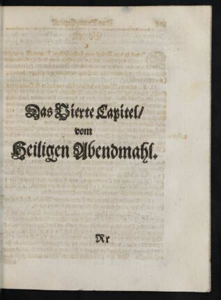 Das Vierte Capitel/ vom Heiligen Abendmahl.