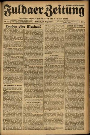 Erste Ausgabe vom Mittwoch, den 27. August 1924.