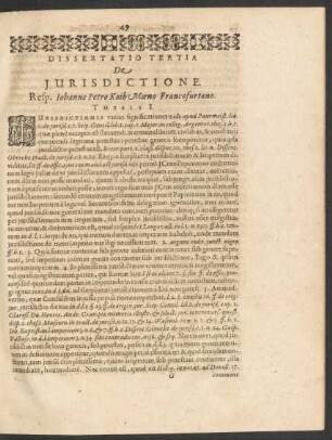 Dissertatio Tertia De Iurisdictione.