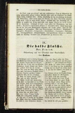 ¬Die¬ halbe Flasche : Behandlung auf der Oberstufe einer Knabenschule
